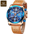 OLEVS Brand Men Sport WristWatch  Fashion Casual Multi Time Zoe Leather Band Watch Relogio Masculino Men Quartz Watch